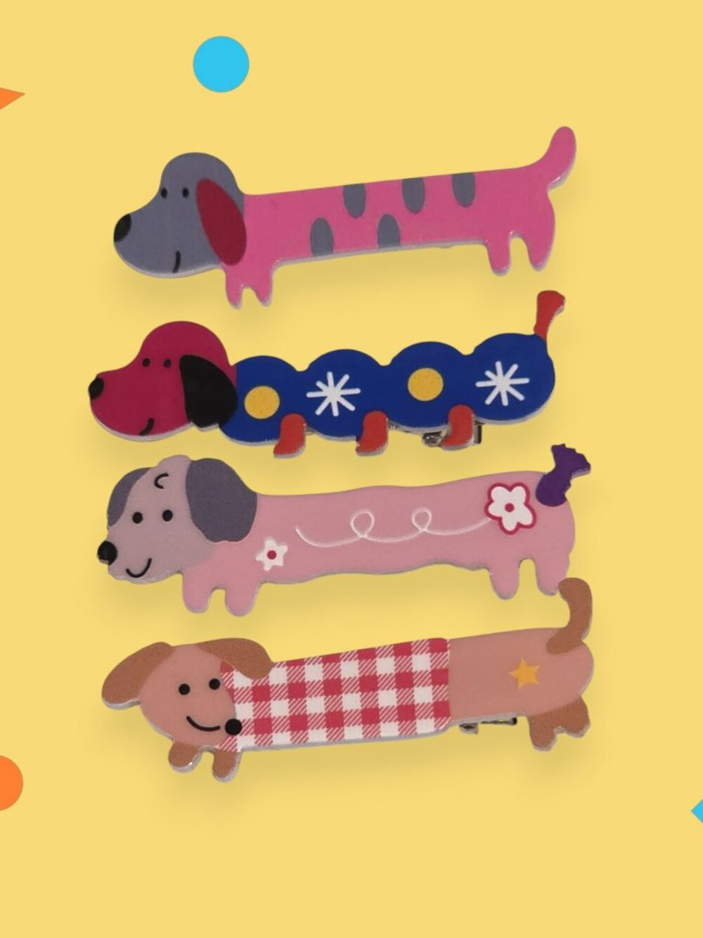 Set of 4 Adorable Doggie Hair Clips for Little Girls